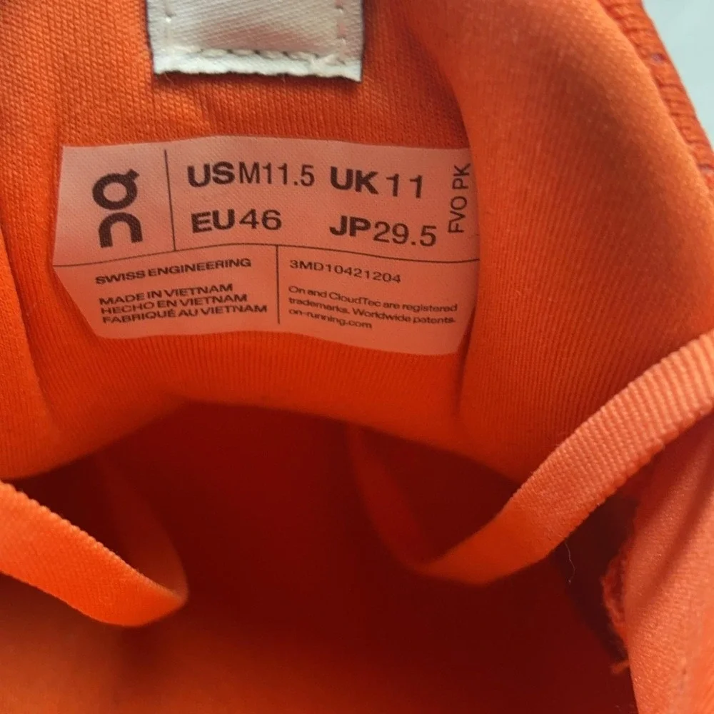 On Cloudsurfer Shoes Mens Size 11.5 Orange CloudTec Running Athletic Sneakers